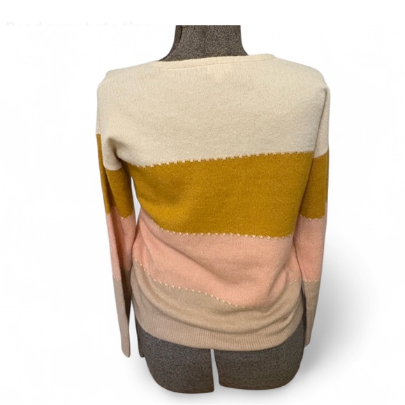 Mason & Belle Pastel Striped V-Neck Sweater Size Small Fall Cozy Comfy Knitwear - Picture 2 of 4